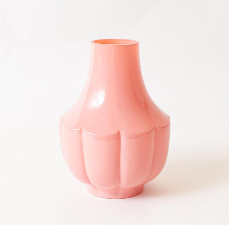 Vase - Pink Fluted Glass