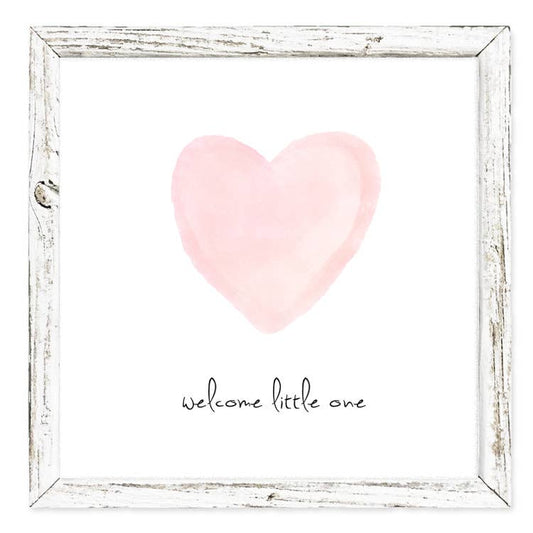 'Welcome Little One' (pink) Shelf Art: White / 5.75x5.75
