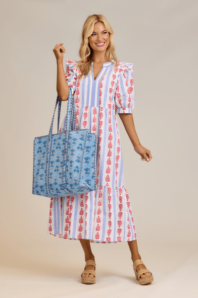 Cornflower Block Print Tote