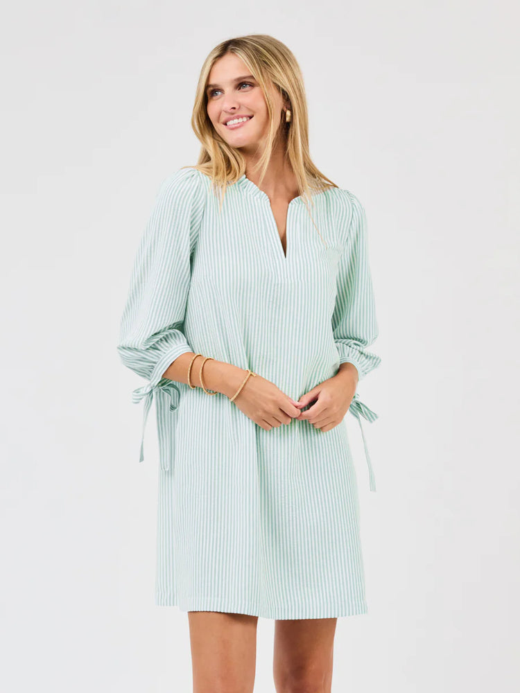 Lainey Dress | Seafoam + White Seersucker