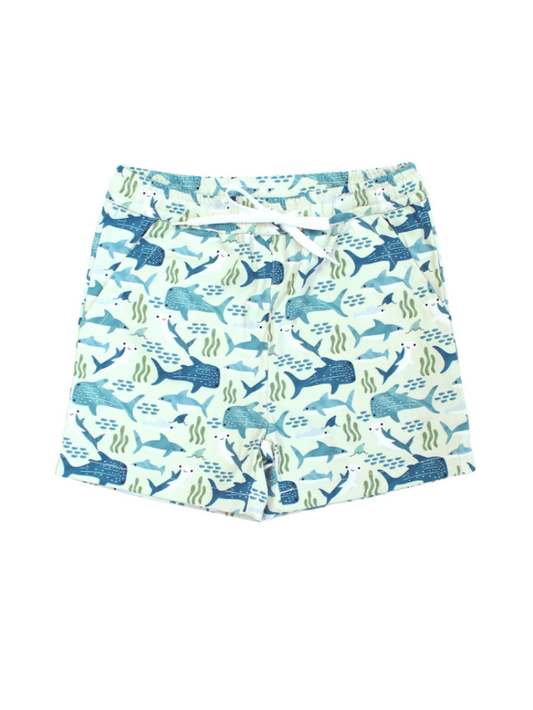 Shark Friends Ocean Animals Boys Swim Trunks Kids Swimsuit: Blue/Multi / 3-6M