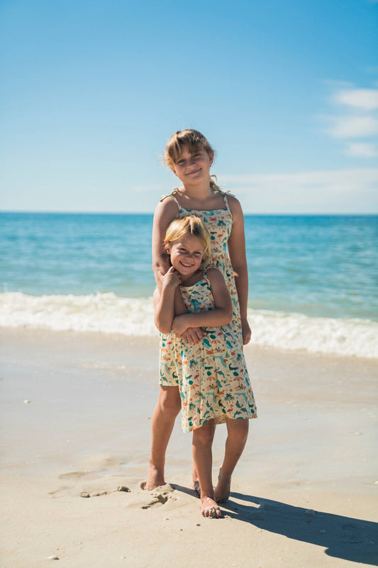 Explore Florida Souvenir Bamboo Kids Sundress: Beige/Multi