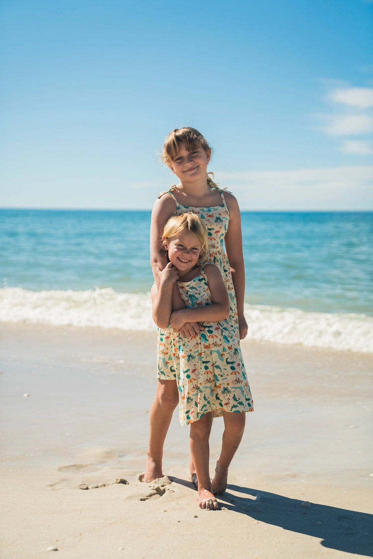 Explore Florida Souvenir Bamboo Kids Sundress: Beige/Multi