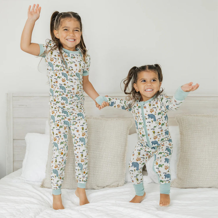 Manatee Bamboo Convertible Footie Romper- White/Multi