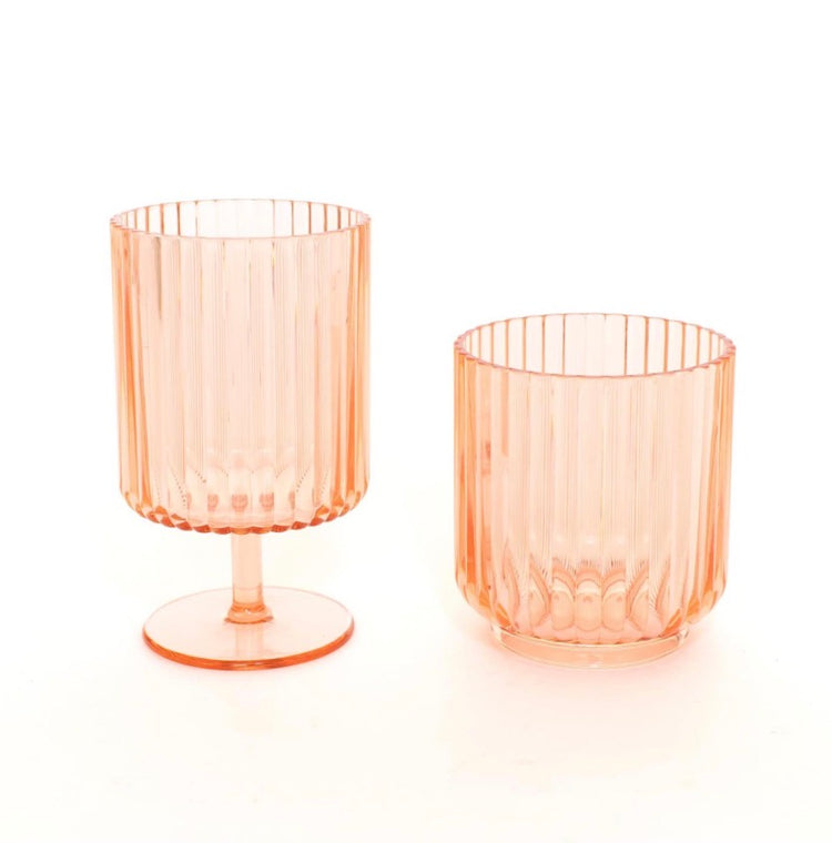 RIBBED RADIANCE DRINKWARE, APRICOT MIST (SET OF 2)