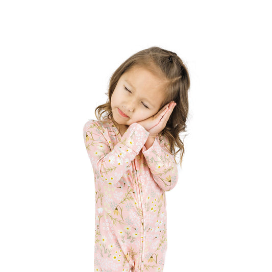 Spring Meadow Bamboo Convertible Footie Romper: Pink/Multi / 3-6M