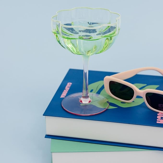 Coupe Glass Set, Jade Lime/
Pink Muse Ombre