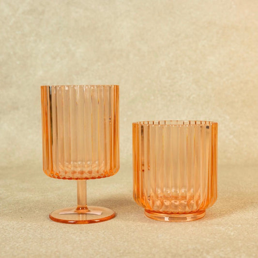 RIBBED RADIANCE DRINKWARE, APRICOT MIST (SET OF 2)