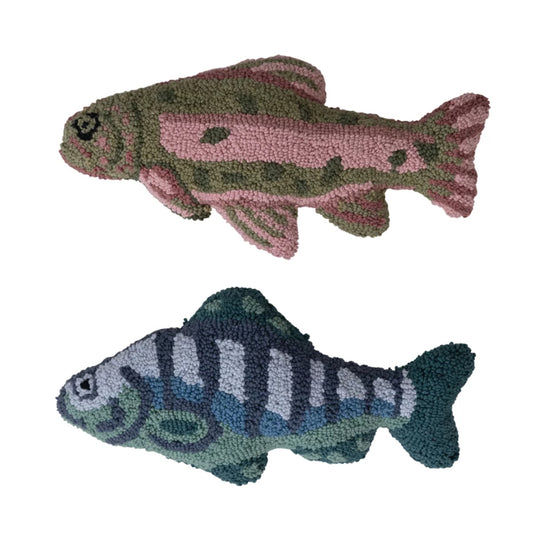 Woven Cotton Tufted Fish Shaped Pillow, 2 Styles