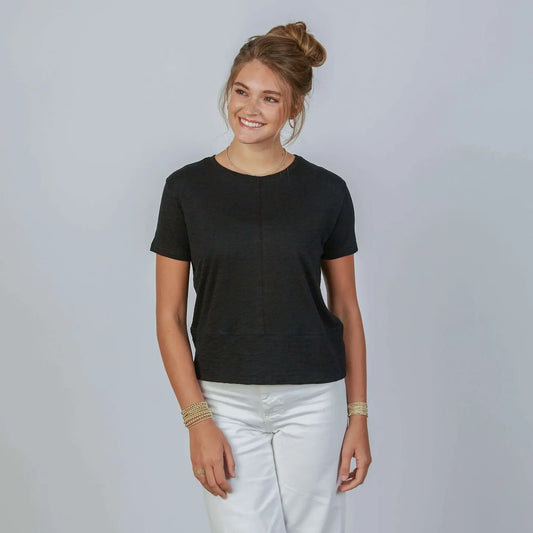 Celia Perfect Length Tee in Black- Short Sleeve