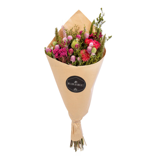 Mixed Dried Bouquet - Brights - Pink, Purple, Green