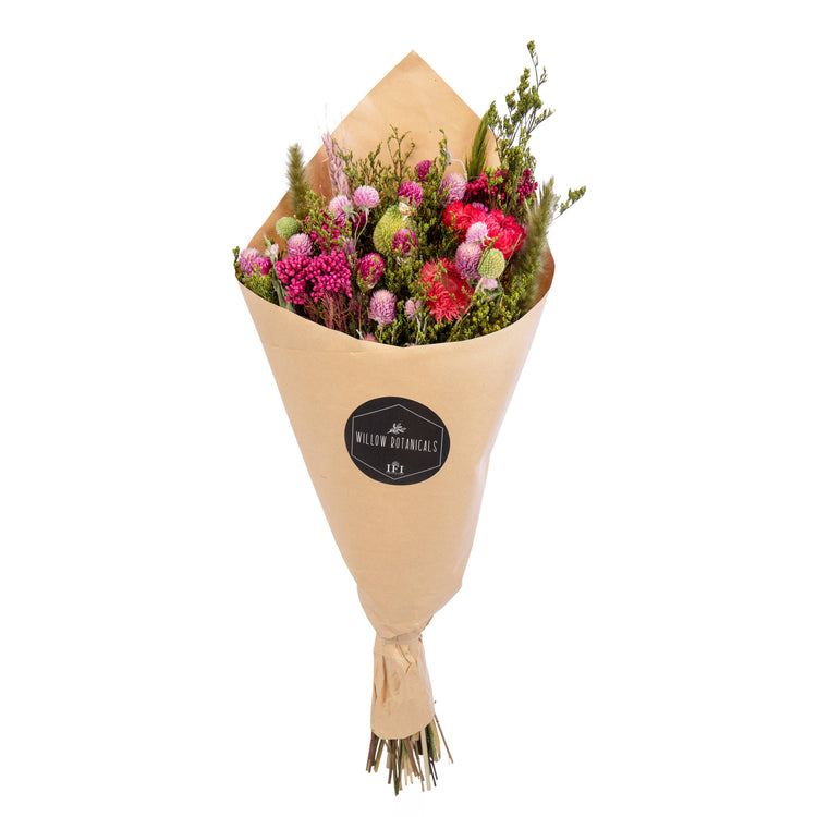 Mixed Dried Bouquet - Brights - Pink, Purple, Green