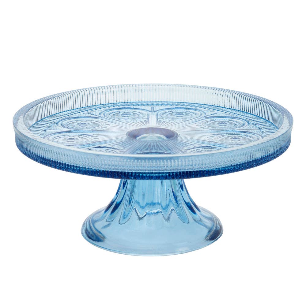 8.25" Dia Sky Blue Codi Glass Cake Stand
