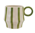 16oz. Hand-Painted Stoneware Mug with Striped Pattern, 4 Styles