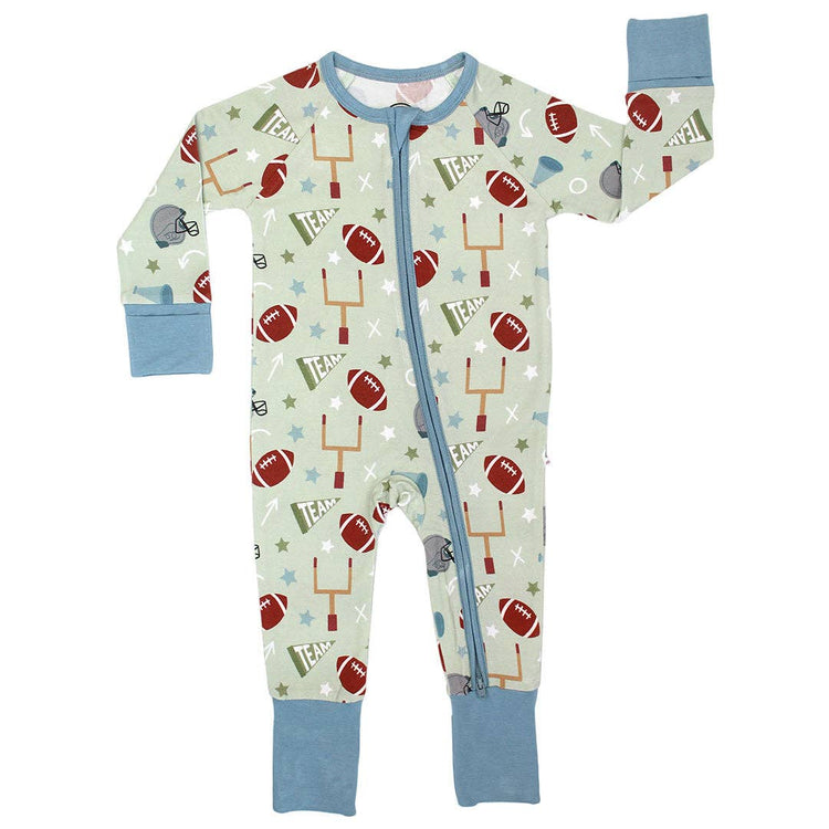 Football Game Day Sports Boys Bamboo Convertible Baby Pajamas: 18-24M