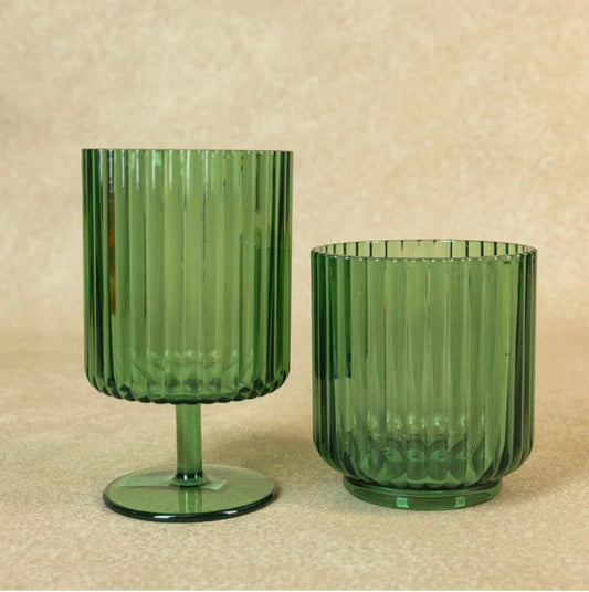 RIBBED RADIANCE DRINKWARE, MEADOW GREEN (SET OF 2)