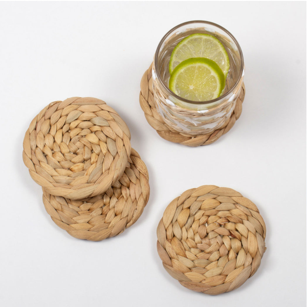 4pc Coaster Set- Nat Woven