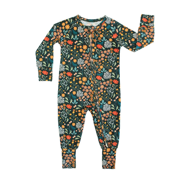 Moonlit Meadow Bamboo Convertible Footie Romper: Green/Multi / 18-24M
