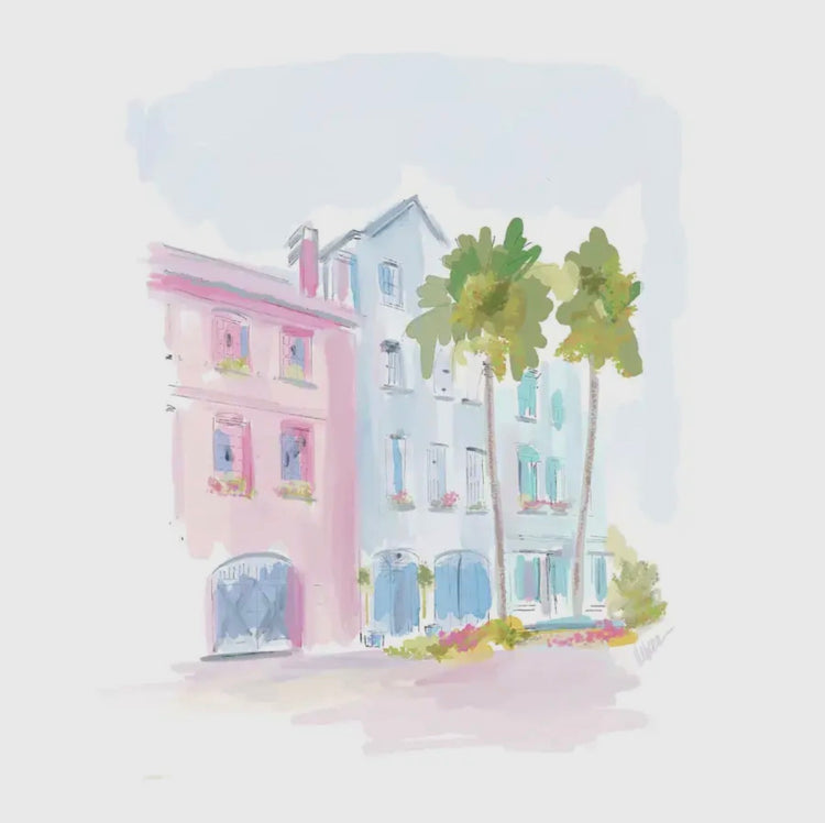 Coastal Rainbow Row- Art Print- 8x10