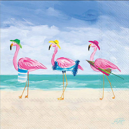 Paper Cocktail Napkin 20 Ct Beach Flamingos