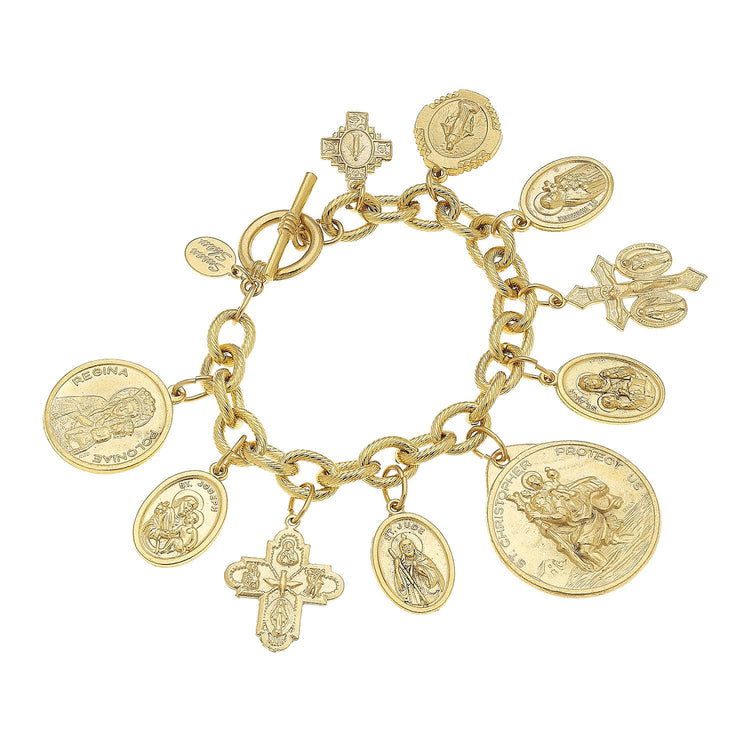 Gold Saints Charm Bracelet