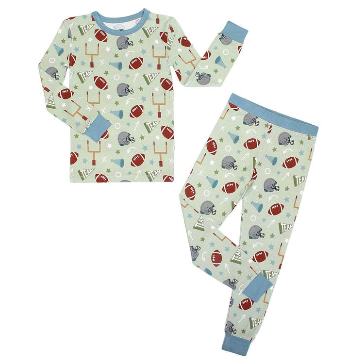 Football Game Day Boys Two-Piece Bamboo Long Sleeve Kids Pajama Pants Set: 2T