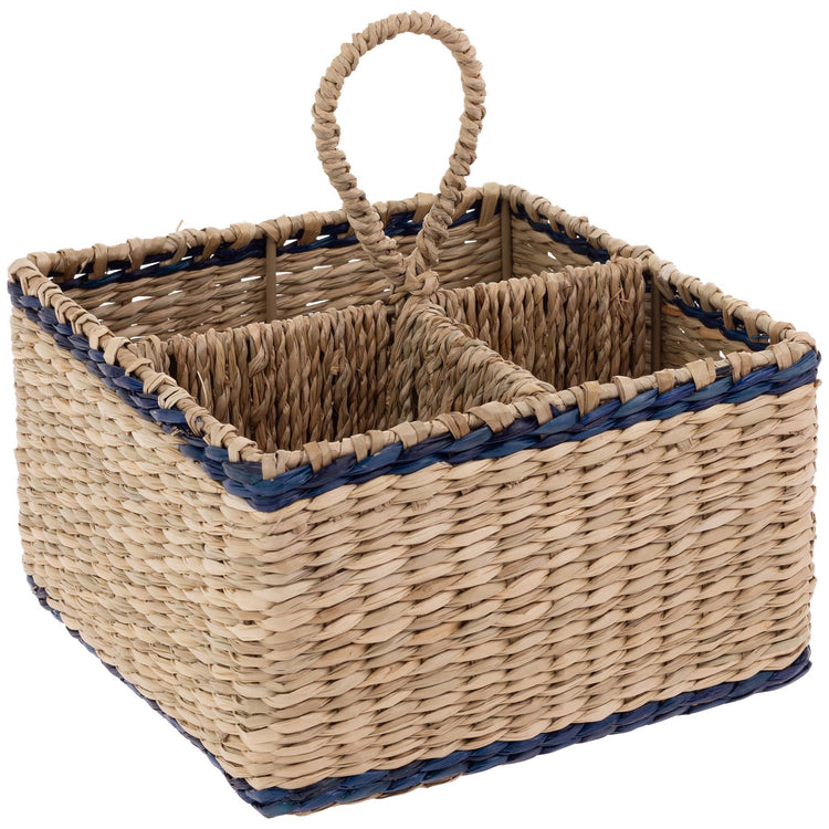 Seagrass Natual & Navy Utensil Caddy