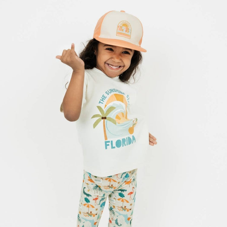 The Sunshine State Florida Souvenir Cotton Kids Tee Shirt: White/Multi