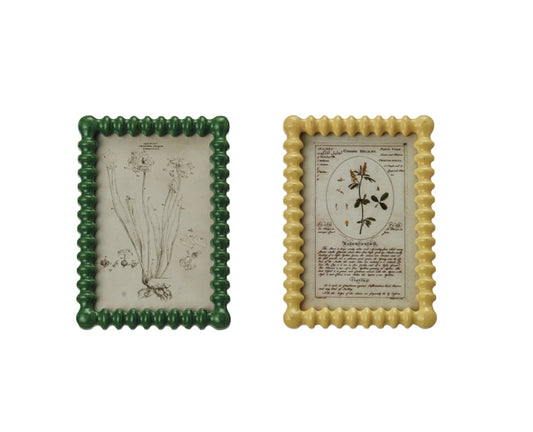 Picture Frame w/ Vintage Reproduction Image, 2 Colors (4” x