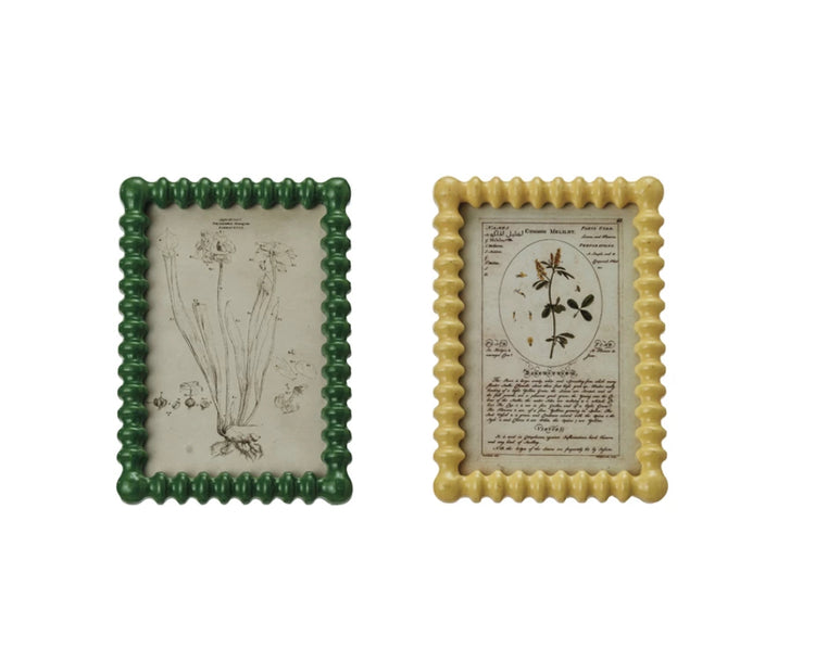 Picture Frame w/ Vintage Reproduction Image, 2 Colors (4” x