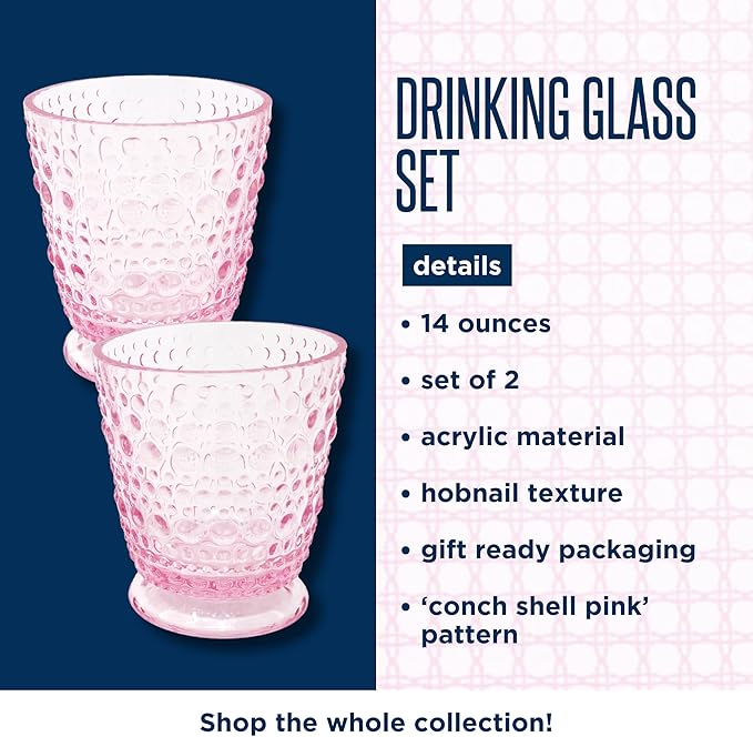 Small Hobnail Glass, Conch Shell Pink