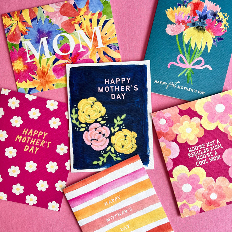 Happy Mother's Day Pink Watercolor Stripes Greeting Card