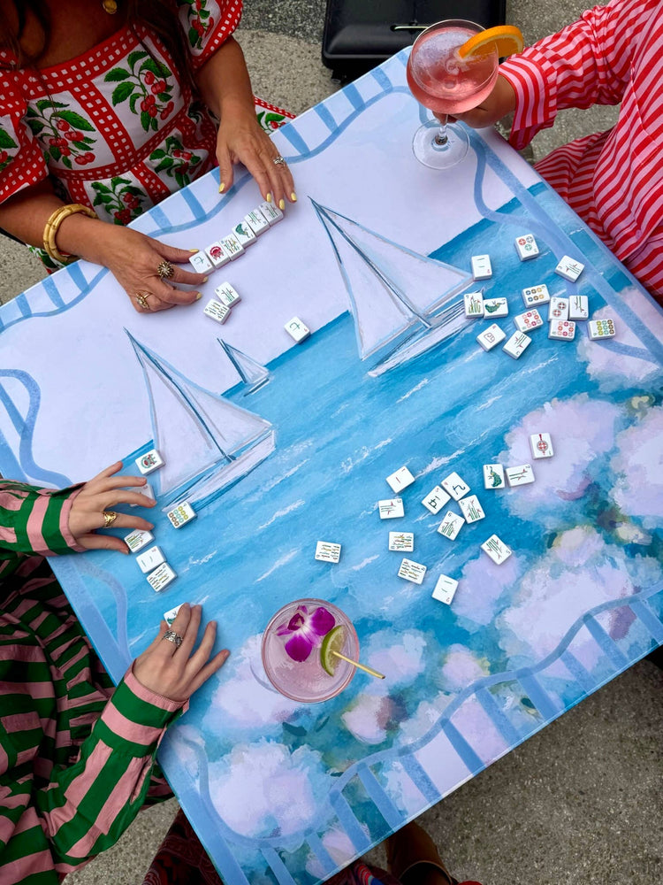 WHITE SAILBOATS-MAHJONG MAT