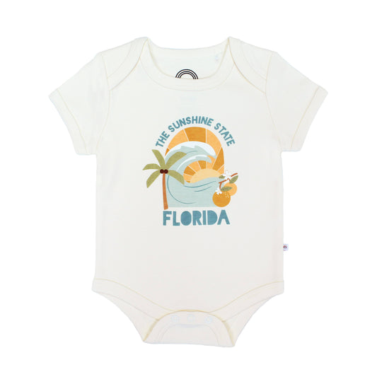 The Sunshine State Florida Souvenir Cotton Baby Onesie: White/Multi / 0-3M