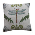 20” Square Linen Blend Pillow with Dragonfly, Botanicals & Embroidery
