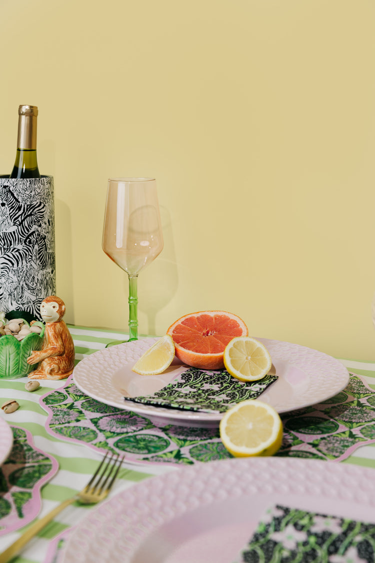 Bamboo Wine Glass Set, Festival Bloom/Lime Chiffon