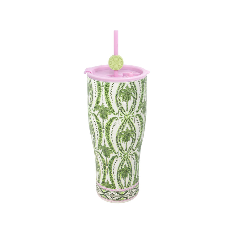 Stainless Steel Tumbler with Straw, Textured Palm