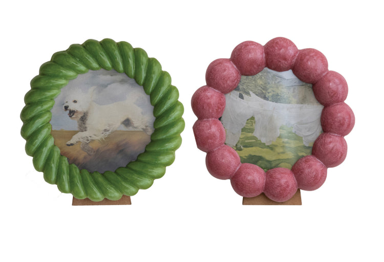 Resin Ball/ Twisted Photo Frame, 2 Styles (Holds 4” x 4” Photo)