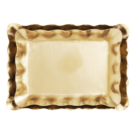 Brass Ruffle Tray Set