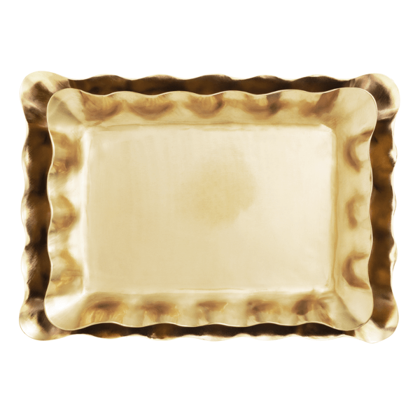 Brass Ruffle Tray Set