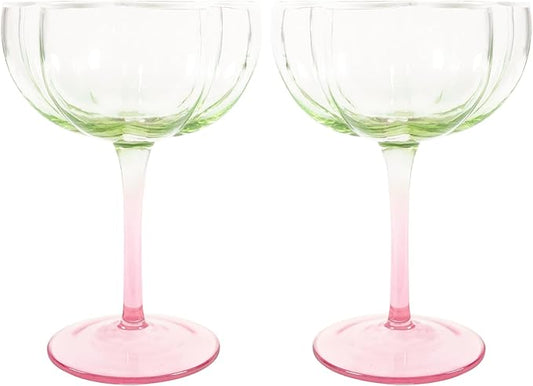 Coupe Glass Set, Jade Lime/
Pink Muse Ombre