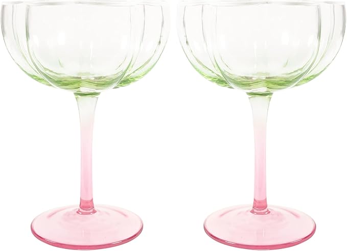 Coupe Glass Set, Jade Lime/
Pink Muse Ombre