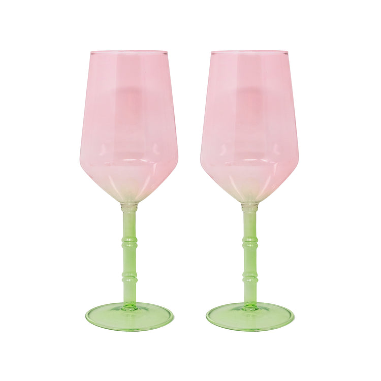 Bamboo Wine Glass Set, Festival Bloom/Lime Chiffon