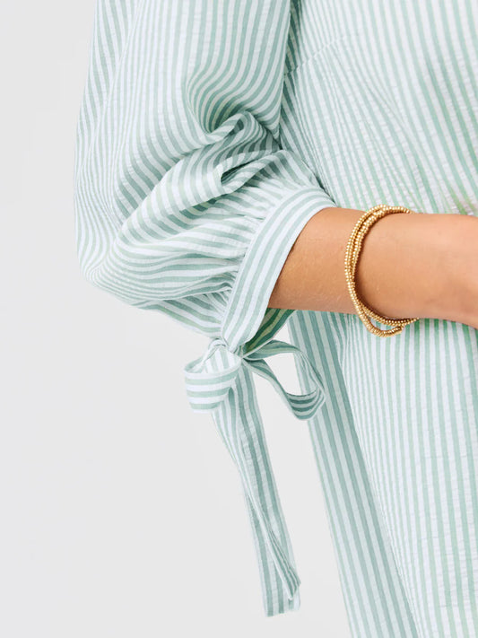 Lainey Dress | Seafoam + White Seersucker