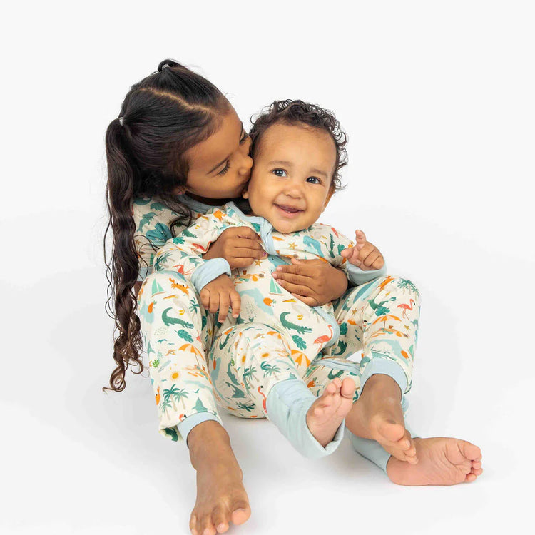 Explore Florida Bamboo Convertible Baby Pajamas- Beige/Multi