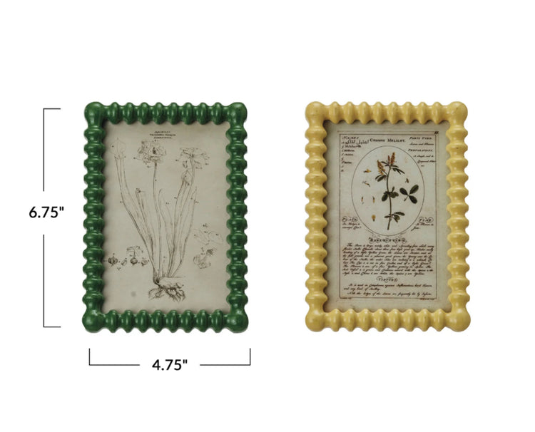 Picture Frame w/ Vintage Reproduction Image, 2 Colors (4” x