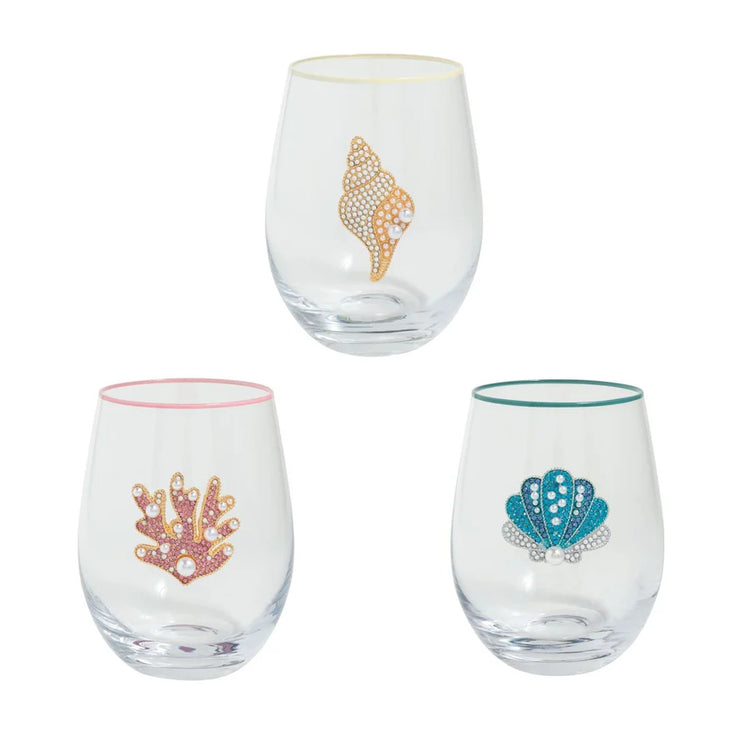 Sea Beaded Wine Glasses