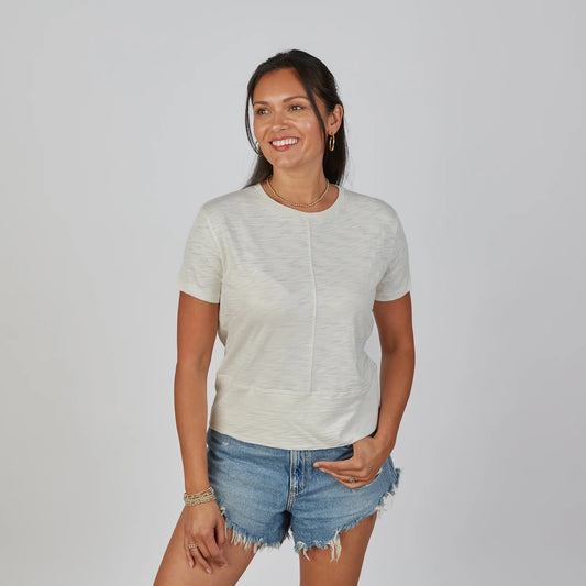 Celia Perfect Length Tee in Linen- Short Sleeve