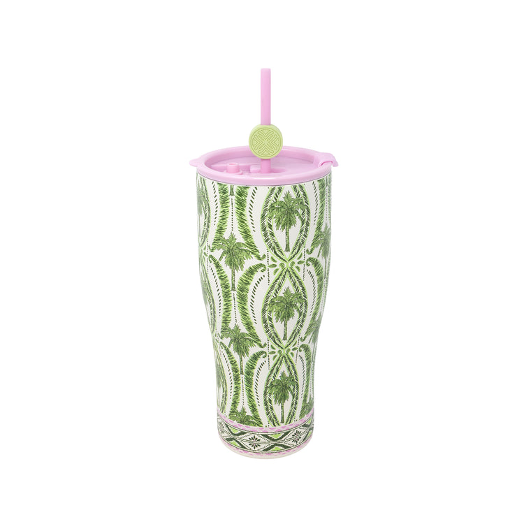 Stainless Steel Tumbler with Straw, Textured Palm
