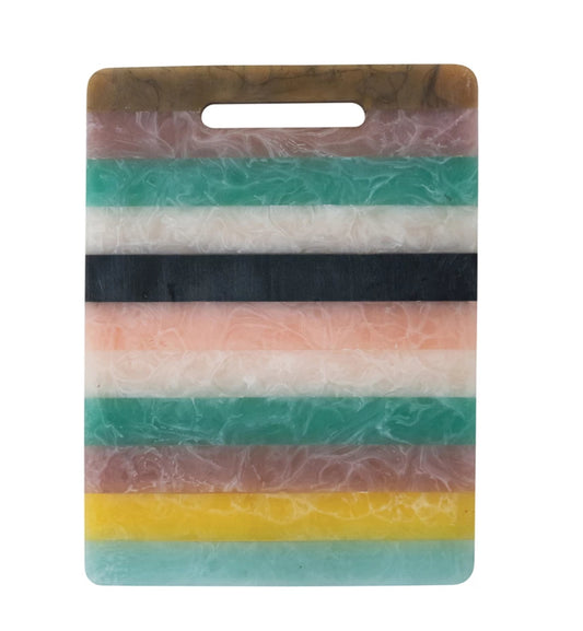 Marbled Resin Striped Cheese/Serving Board w/ Handle